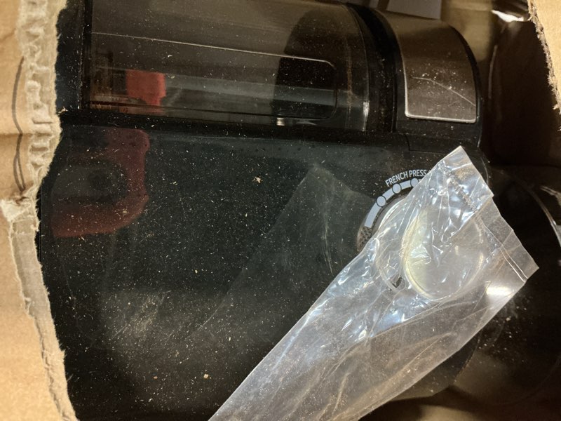 Condition photo showing As Is for shardor electric burr coffee grinder 2.0, automatic coffee bean grinder for home use, adjustable burr mill with 16 precise settings for espresso & french press, glossy black glossy black plastic
