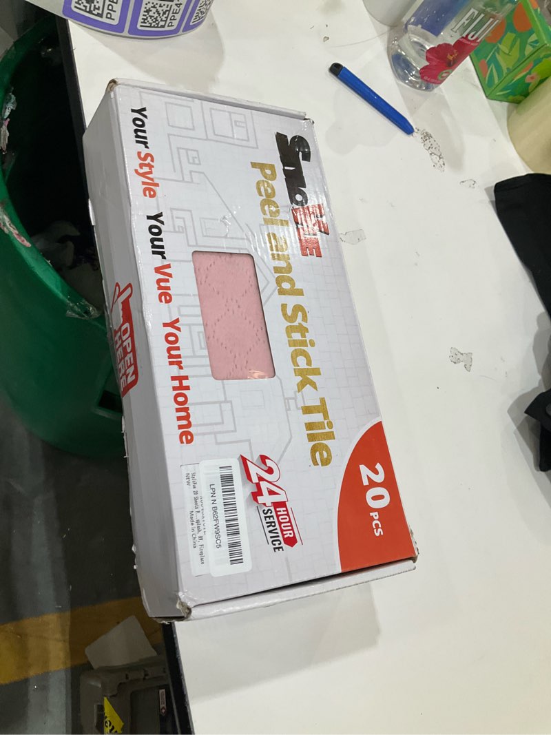 Condition photo showing Good Condition for 20 sheets peel and stick tile backsplash, black with metal gold look stick on tile upgrade your kitchen backsplash, rv, fireplace 20 black grey wood with metal silver