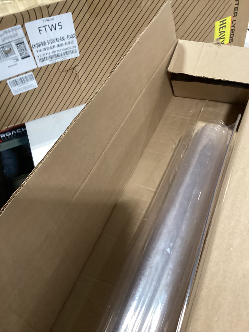 Condition photo showing As Is for 20x48 inch dining room table protector pvc clear tablecloths plastic pvc tablelcloth desk pad mat wooden furniture coffee glass end side table cloth table top protection cover waterproof rectangular clear 20" x 48"