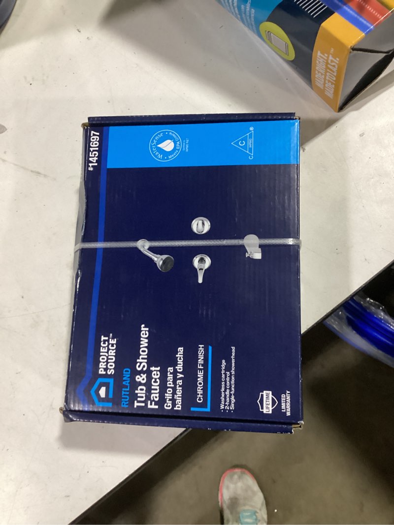 Condition photo showing New/Like New for project source rutland chrome 2-handle single function 3-in round bathtub and shower faucet with valve