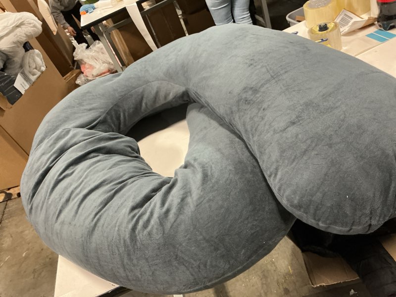 Condition photo showing As Is for Pregnancy Pillow, Full Body 57 Inch Maternity Pillow with Removable Washable Cover - Sleep Support for Legs, Back, Neck, Shoulder, HIPS, Belly for Pregnent Women, Black Grey Velvet Cover Black-grey Velvet