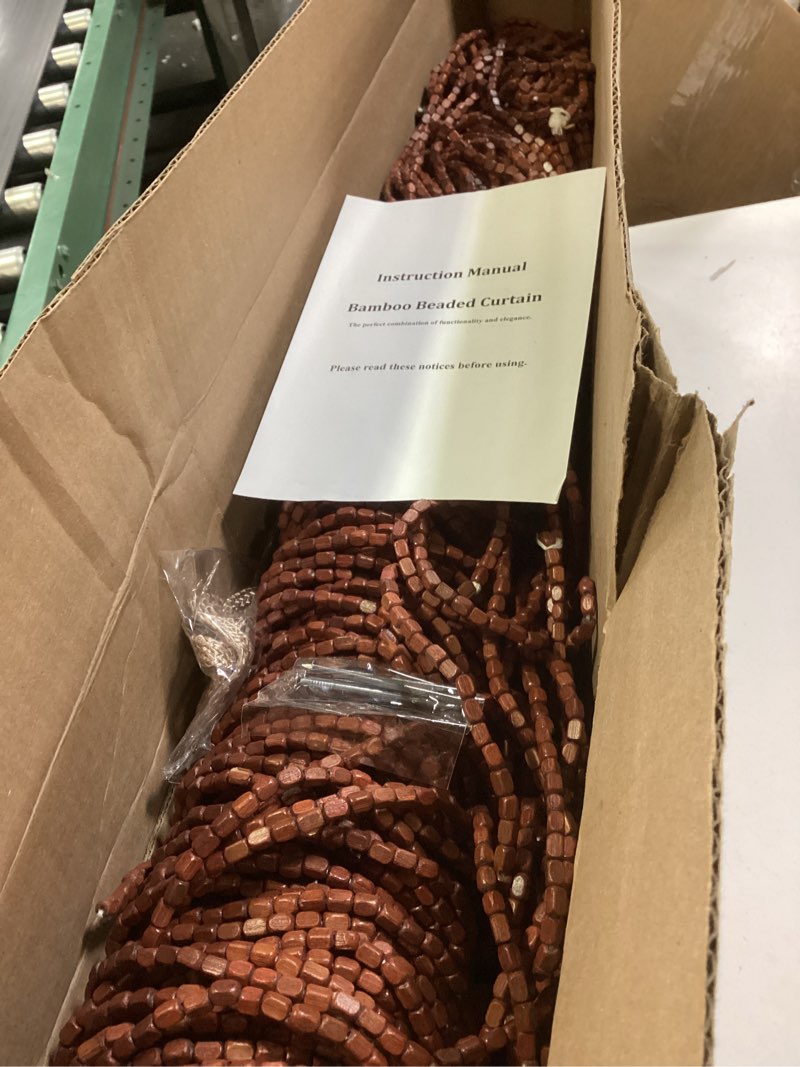 Condition photo showing Good Condition for 90 Strands Beaded Curtain for Doorways -35.5"x79"- Handmade Natural Beaded Curtains?Boho Doorway Wood and Bamboo Bead Curtain-As Insect Screen/Room Divider-Brown