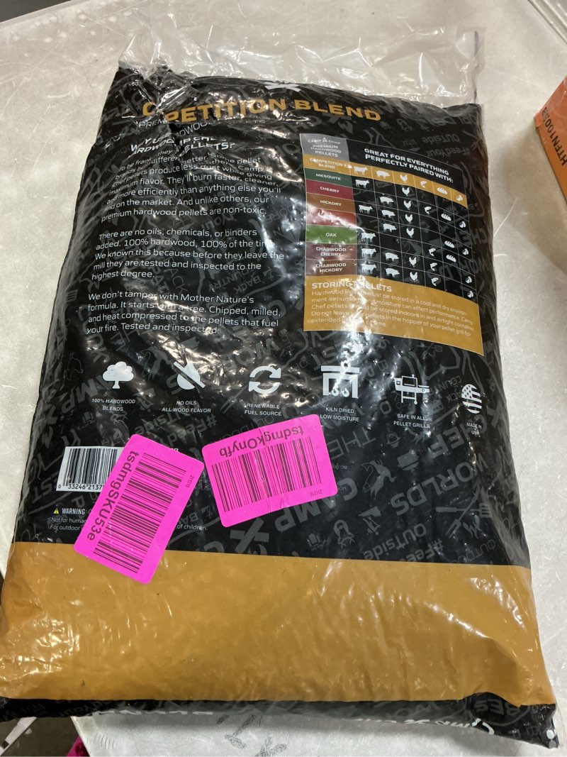 Condition photo showing Good Condition for Camp Chef Competition Blend BBQ Pellets, Hardwood Pellets for Grill, Smoke, Bake, Roast, Braise and BBQ, 20 lb. Bag Competition Blend 20-Pound Pellets