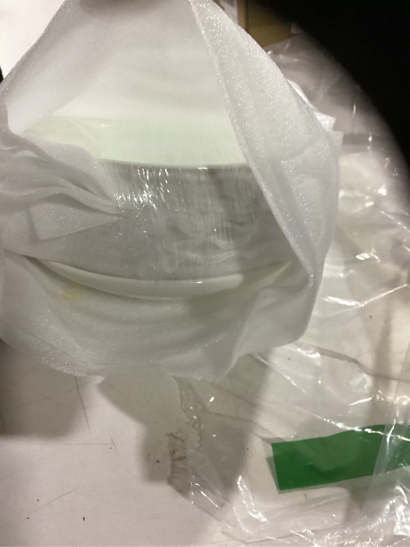 Condition photo showing New/Like New for 8 Piece Ceramic Appetizer Plates, 5.6 Inch Small Dessert Plates Set, White Round Plates for Bread, Butter, Snack, Lightweight Dinnerware Saucer Sets - Ivory, Oven, Microwave & Dishwasher Safe 8 Piece 5.6 inch