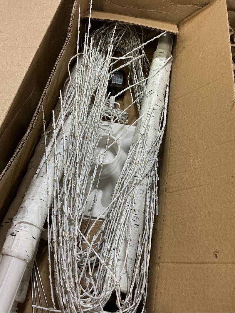 Condition photo showing Good Condition for 7FT Lighted Birch Tree, Birch Tree with 1200 LED Lights, 8 Twinkling Modes and Timer, Dimmable, Light Up Twig Christmas Tree for Indoor Outdoor Home Party Garden Wedding Decorations 7ft-1200lights