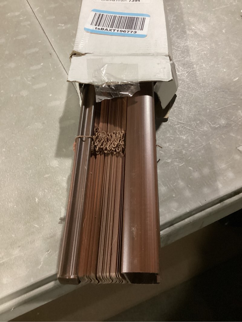 Condition photo showing Good Condition for Achim 1  GII Deluxe Sundown Indoor Cordless Mahogany Vinyl Room Darkening Window Mini Blind  31  W x 64  L