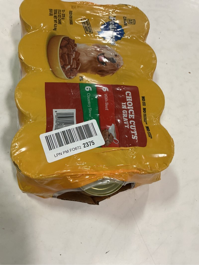 Condition photo showing New/Like New for (BB 10/15/27)PEDIGREE CHOICE CUTS IN GRAVY Adult Canned Soft Wet Dog Food Variety Pack, with Beef and Country Stew, 13.2 oz. Cans (Pack of 12)