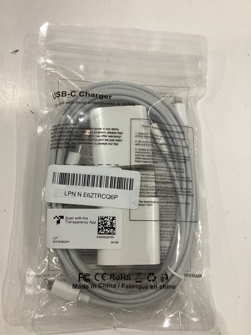 Condition photo showing New/Like New for iphone charger fast charging, usb c charger block, 6ft/10ft lightning cable | for apple iphone 14/13/12/11 series, 2-pack 6ft/10ft long usb c to lightning cables, airpods with lightning charging case white