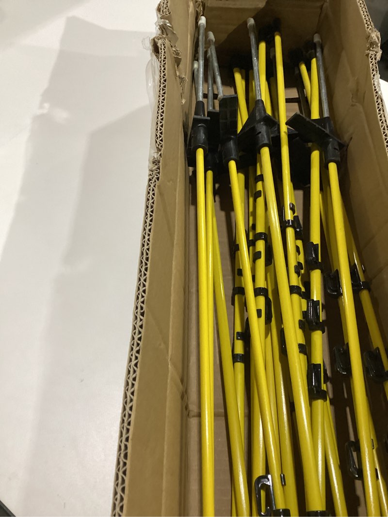 Condition photo showing As Is for 46 Inches Fiberglass Step in Electric Fence Posts,Temporary Fence Stakes for Cows,Sheep and Animals Fence,Snow Fence, Garden Protection,Portable Fence Ideal for Electric Fencing-20 Posts 46Inch-20 Pack