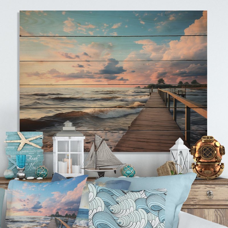 Pier Serene Horizon II on Wood Print 31x40in