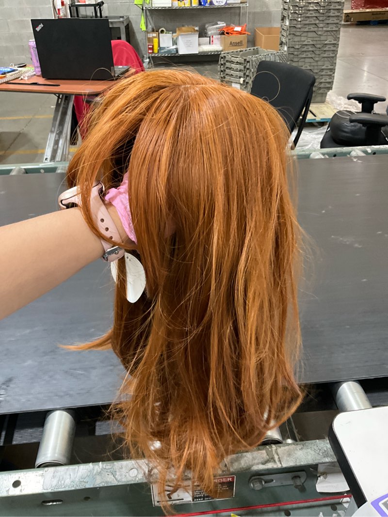 Condition photo showing Good Condition for FESHFEN Wigs with Bangs for Women, Synthetic Natural Looking Long Layered Straight Auburn Hair Wig for Women Daily Party Use 18 inch 18 Inch Auburn