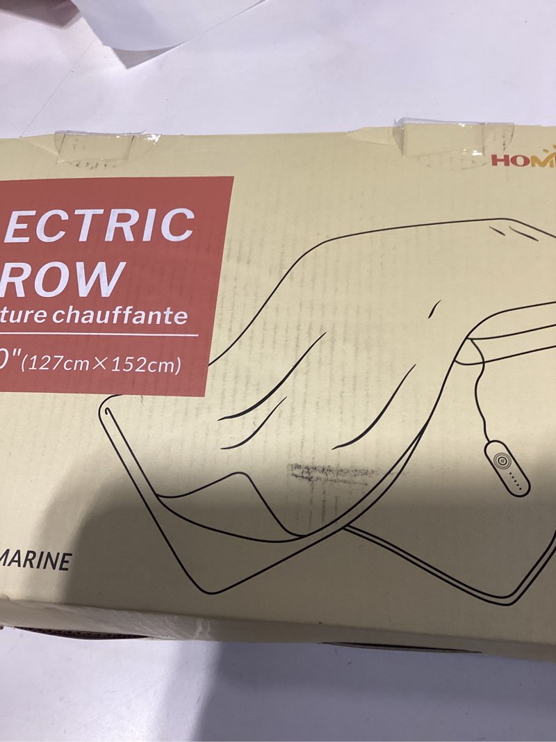 Condition photo showing New/Like New for HOMLYNS LuxeHeat Heated Blanket Electric Blanket, Soft Flannel Sherpa Heated Throw, Heating Blanket with 5 Heat Settings, 3 hrs Timer Auto Shut Off (50x60 inches, Navy) Navy Throw