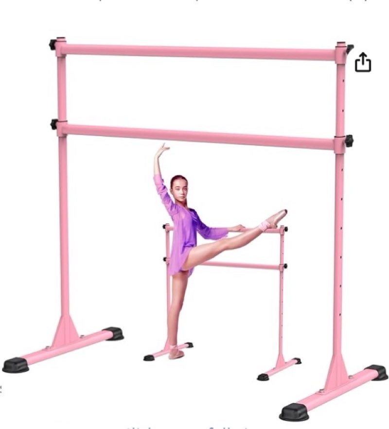 4ft height adjustable ballet barre, freestanding ballet bar, heavy duty dance bar support, sturdy construction, anti-slip for kids adult, home and gym use pink