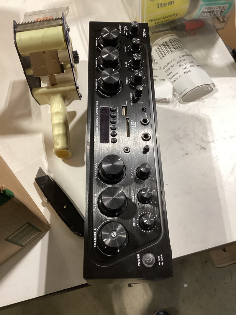 Condition photo showing Good Condition for pyle wireless bluetooth karaoke amplifier - 6 channel 750w power, stereo receiver home audio amplifier w/usb,aux, subwoofer out, headphone, 2 mic input w/echo, talk-over for pa