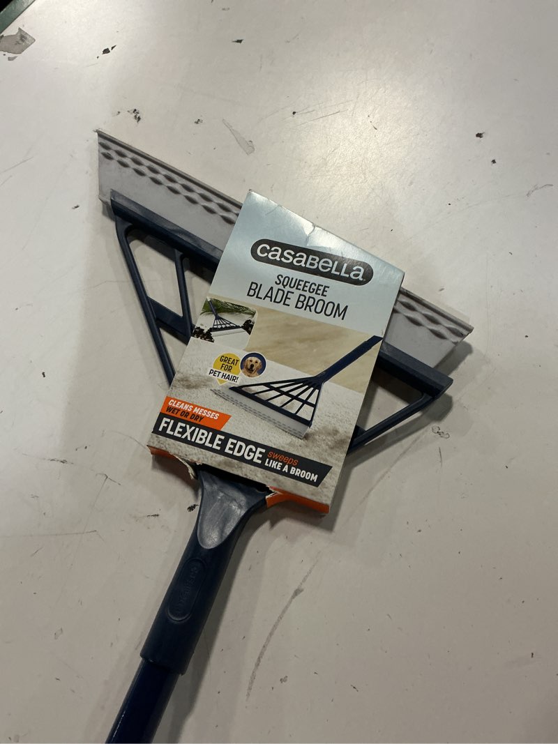 Condition photo showing As Is for casabella click clean and organize squeegee blade broom head and hook: windows, carpet, mirrors, multi-surface
