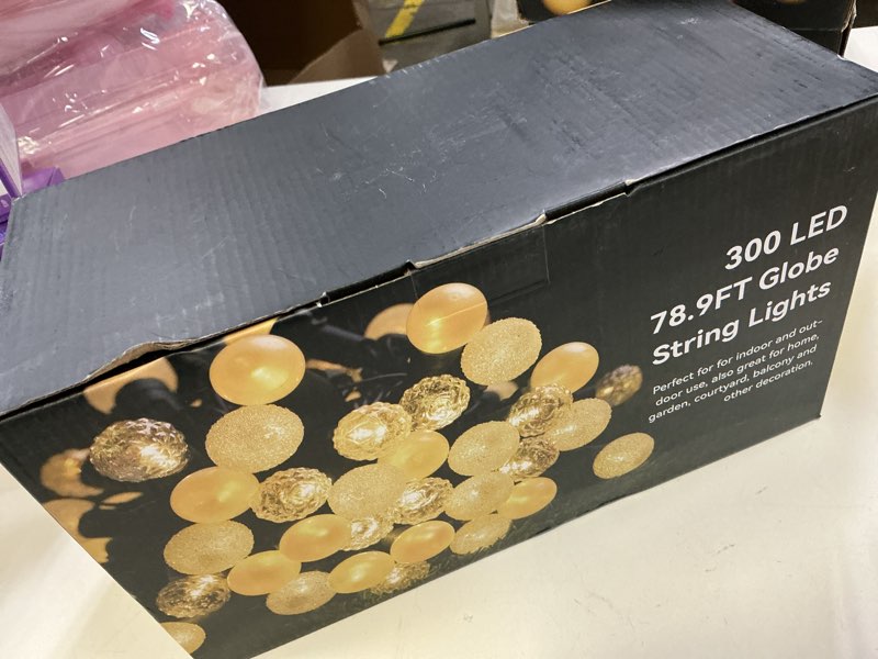 Condition photo showing Good Condition for 300 LED Christmas Tree Lights 100FT Globe String Lights UL Listed G15 Snow Glass Bulbs Fairy Lights Plug in Christmas Lights for Bedroom Xmas Tree Patio Party Garden Wedding Soft Warm White 300 LED Warm White