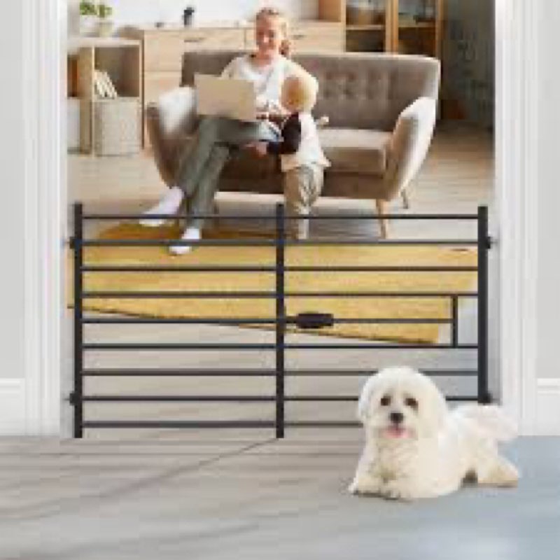 Malier Quick and Easy Setup & Removal Metal Baby Gate for Babies and Pets, 24'' Tall Pressure Mounte