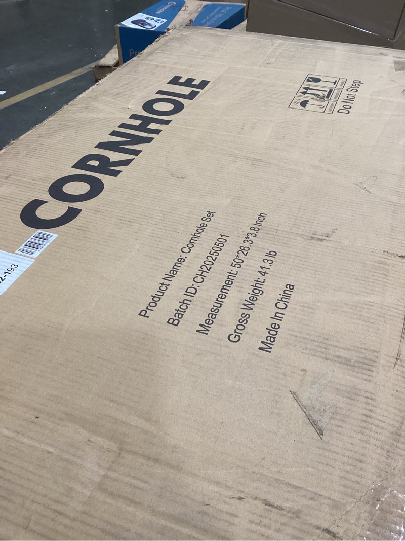 Condition photo showing Good Condition for 4x2 Ft Cornhole Boards Set, Premium Regulation Size Cornhole Boards with 8 All-Weather Bean Bags, Carrying Case and Scoreboard 4'x2' Classical