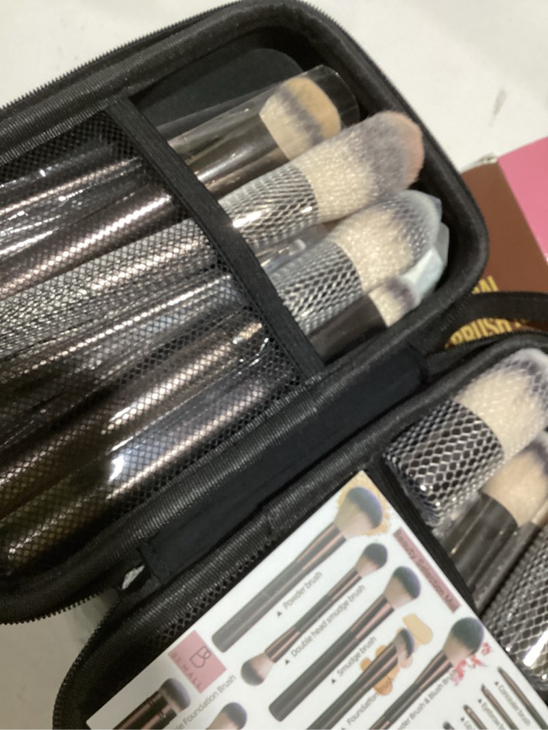Condition photo showing Good Condition for Professional Makeup Brushes BS-MALL With Travel Case - Kabuki Brush Eyeshadow Brush, Concealer Brush, Blush Brush Bronzer & Foundation Brush 20 Pcs, Labeled Daily Use & Versatile Occasions Gift Box A-Coffee
