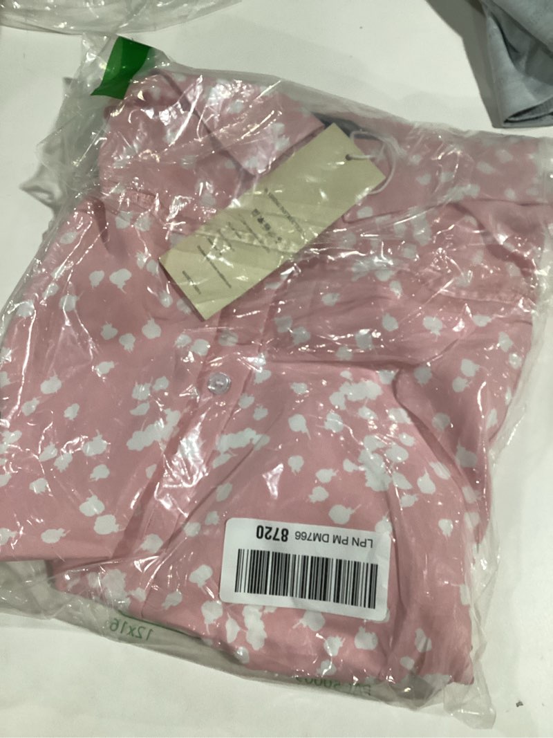 Condition photo showing New/Like New for Dokotoo Women's Casual V Neck Alicia Floral Print Roll Up Long Sleeve Chiffon Button Down Blouses Bohemian Top Shirts Medium Pink 2
