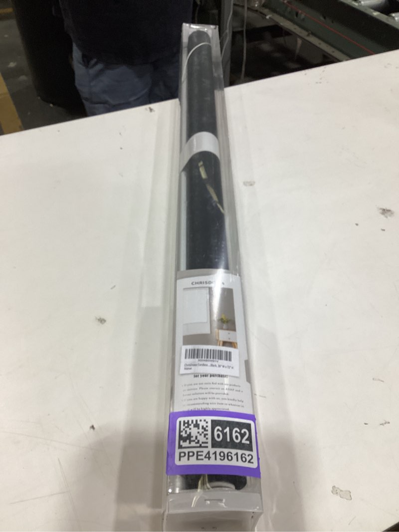 Condition photo showing New/Like New for chrisdowa cordless blackout roller shade with spring system room darkening uv protection jacquard fabric blackout blinds for indoor window shades pull down for home and office, black, 36" w x 72" h 36"w x 72"h black