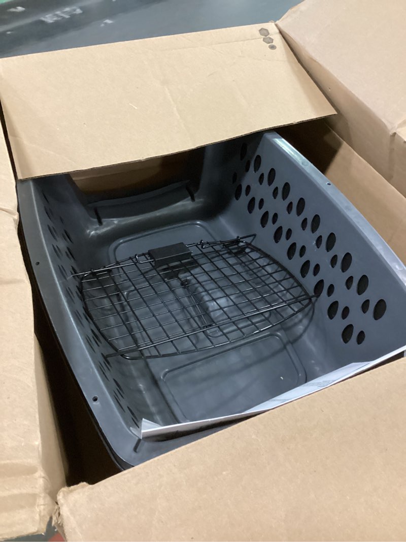Condition photo showing As Is for Petmate Pet Porter Dog Kennel 24", Dark Gray & Black, for Pets 15-20lbs, Made in USA 24.0"L x 16.5"W x 14.5"H Dark Gray & Black