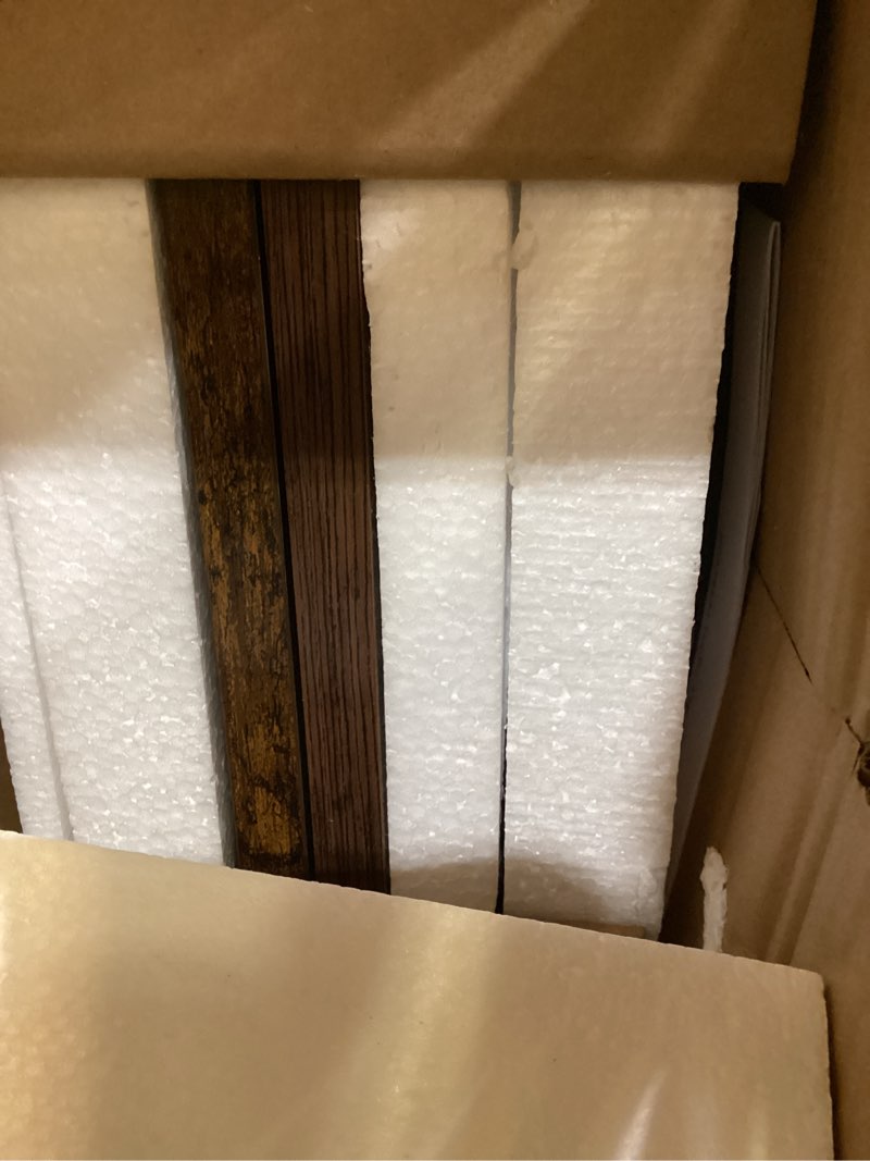 Condition photo showing New/Like New for huuger folding desk with storage shelf, 31.5 inch foldable computer table for small spaces, space saving sofa table for couch, writing work office computer desk, easy to fold, rustic brown rustic brown 18.5"d x 31.5"w