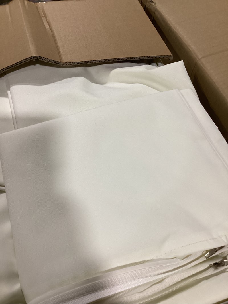 Condition photo showing As Is for 22" x 22" x 6" outdoor deep seat cushions set - 4 set waterproof & fade resistant patio furniture replacement cushions, non-slip outdoor cushions fit loveseats, couches, chairs, and sofas. cream 22" x 22" x 6"-4 set