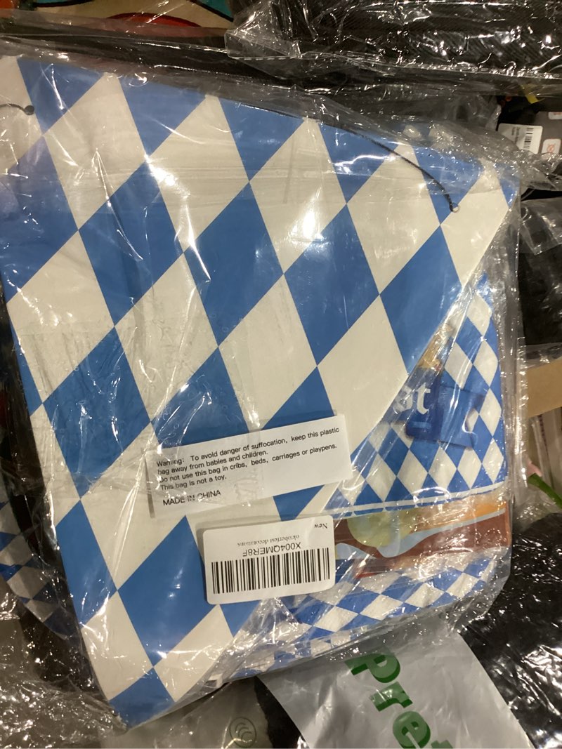 Condition photo showing New/Like New for 148 Pcs Oktoberfest Decorations, Oktoberfest Decorations Party Tableware Set Includes Banner, Plates and Napkins Tablecloth Food Trays Fork Sets for 24 Guests