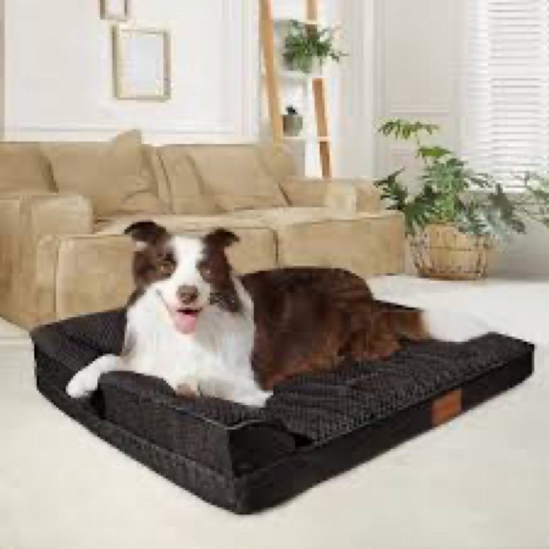 (Similar) Orthopedic Dog Bed for Large Size Medium Dog, Dogs Crate Bed, Shaped Foam Anti-Slip Bottom Pet Cat Sofa with Washable Removable Cover, Suitable for Pet Up to 100 lbs,  inch, Black