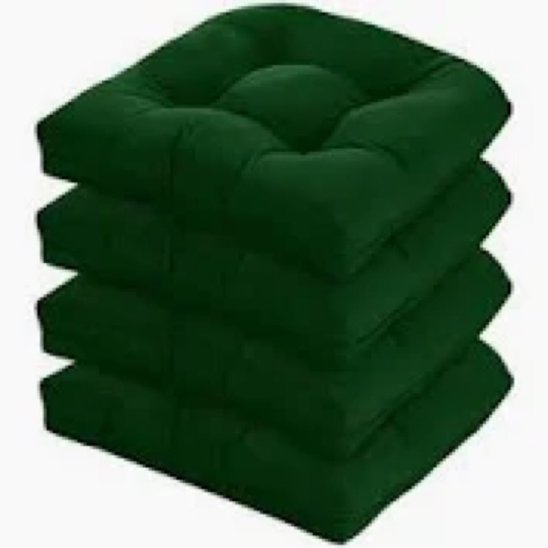 QILLOWAY Indoor/Outdoor Square Seat Patio Cushion - 19-Inches,Pack of 4 (Mallard/Forest Green)