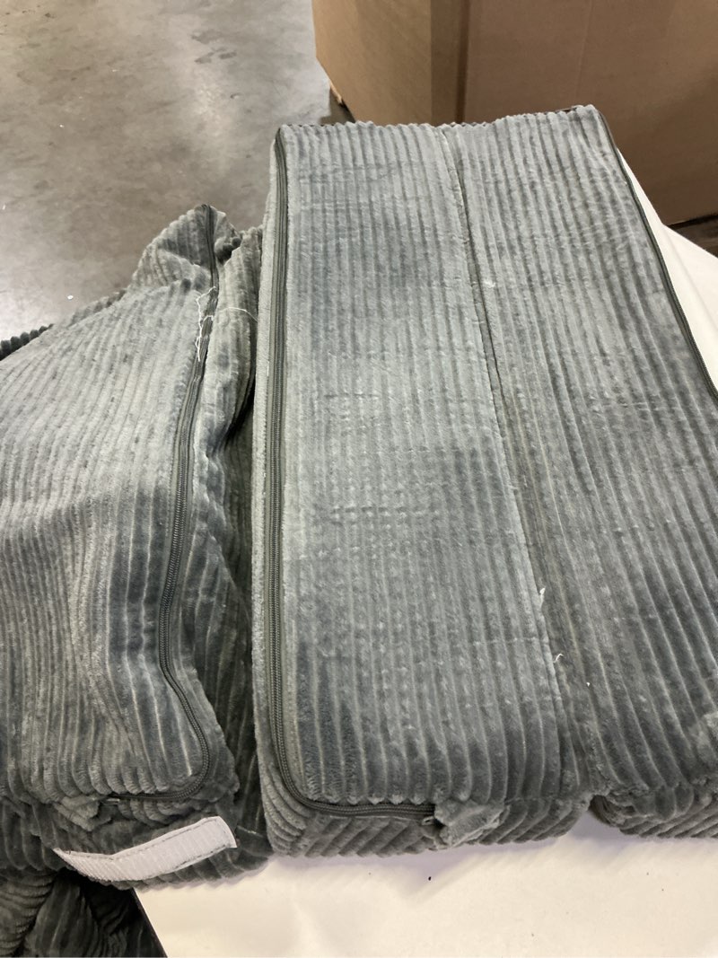 Condition photo showing As Is for memorecool foldable futon chair bed for kids, grey tri-fold convertible toddler sofa mattress, foam floor couch for sitting