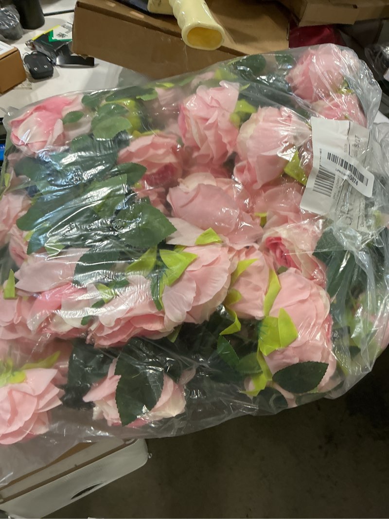 Condition photo showing Good Condition for 2pcs(13ft) artificial flower garland, hanging fake pink roses vines with 21 large size silk flowers(dia 4 inch), for indoor outdoor party home wedding birthday bedroom home wall decor