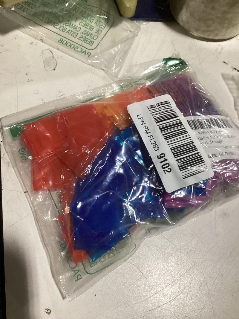 Condition photo showing Good Condition for 400pcs 1.2''x 1'' mini plastic baggies, colored clear thick poly baggies all purpose resealable storage bags with zip top lock for jewelry, candy, beads, bolts, snack, travel, storage