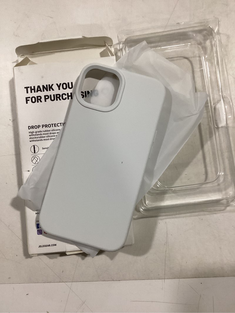 Condition photo showing New/Like New for JELE Shockproof Designed for iPhone 13 Case, Liquid Silicone Phone Case with [Soft Anti-Scratch Microfiber Lining] Military Grade Drop Protection Slim Thin Cover, 6.1 inch, Azure Blue iPhone 13 Azure Blue