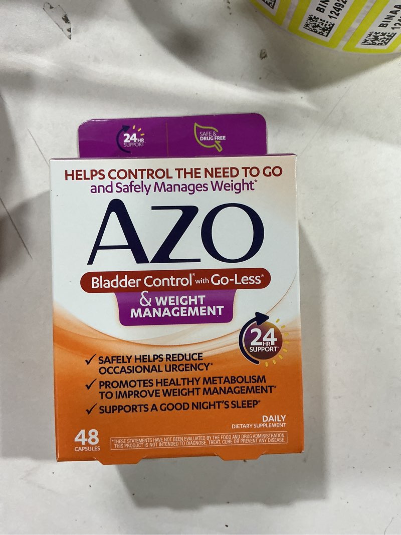 Condition photo showing New/Like New for AZO Bladder Control with Go-Less® & Weight Management Dietary Supplement | Helps Reduce Occasional Urgency* | Promotes Healthy Metabolism* | Supports a Good Night’s Sleep* | 48 Capsules 48 Count (Pack of 1) Bladder Control
