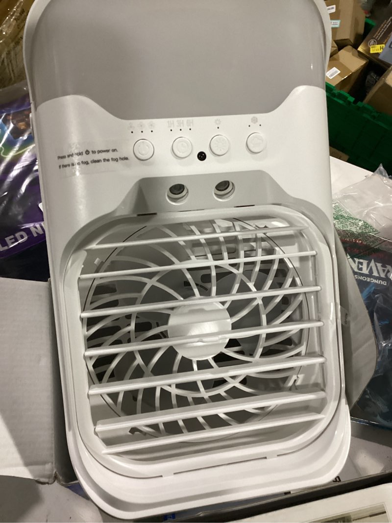 Condition photo showing Good Condition for portable air conditioners,4-in-1 air conditioner,2.3-second cooling & 3 fan speeds,1600ml water tank with 2 mist,10 color night light,remote control,portable ac for room,car,bedroom,office,outdoor white