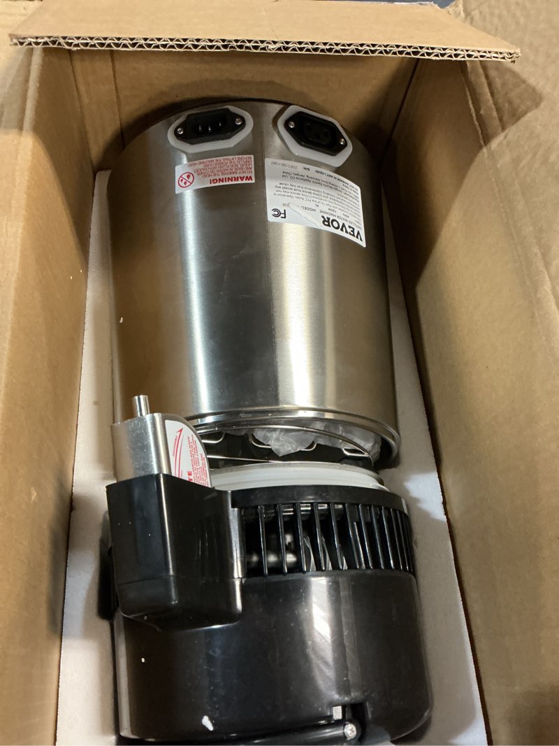 Condition photo showing New/Like New for vevor 1.1 gal water distiller, 0.3 gal/h, distilled water maker machine 750w 0-99h timing set temp display, 304 stainless steel countertop distiller glass carafe cleaning powder 3 carbon packs, silver