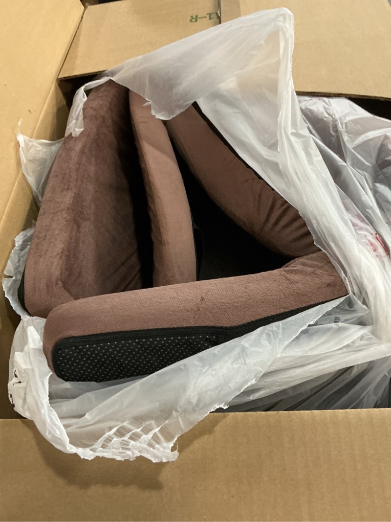 Condition photo showing As Is for HOMBYS 3-in-1 Recliner Seat Cushion with Lumbar Support Pillow & Footrest, Multi-Functional Adjustable Height 2" to 6" for You to Choose, Non-Slip Foam Chair Cushion for Elderly, Brown 20"x20"x2" Brown