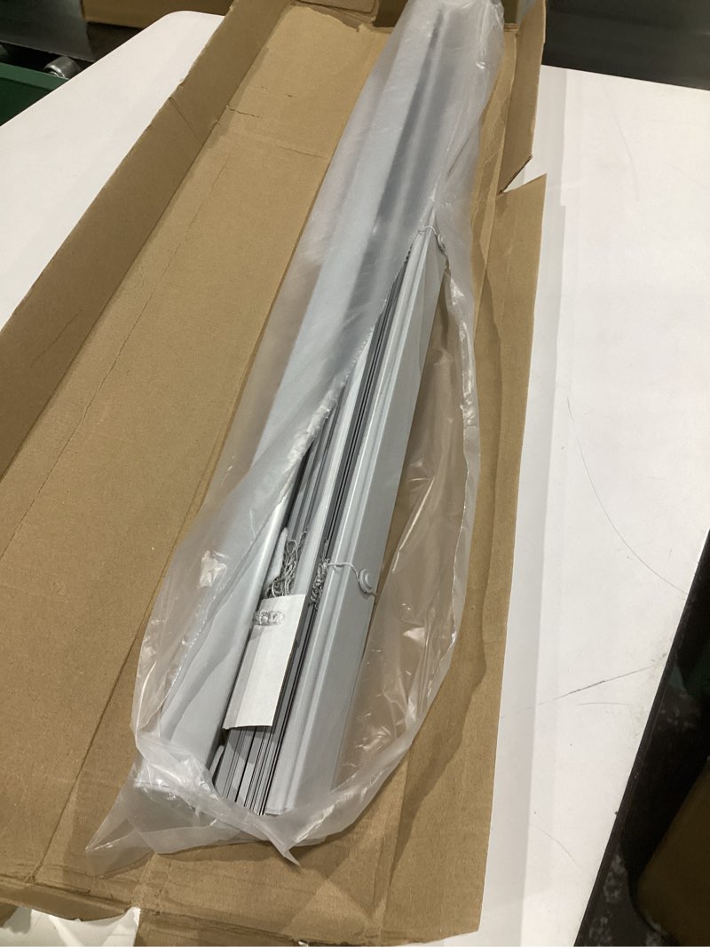 Condition photo showing Good Condition for cordless room darkening mini blind - 35 inch width, 64 inch length, 1" slat size - gray - cordless gii deluxe sundown horizontal windows blinds for interior by achim home decor gray 35"w x 64"h