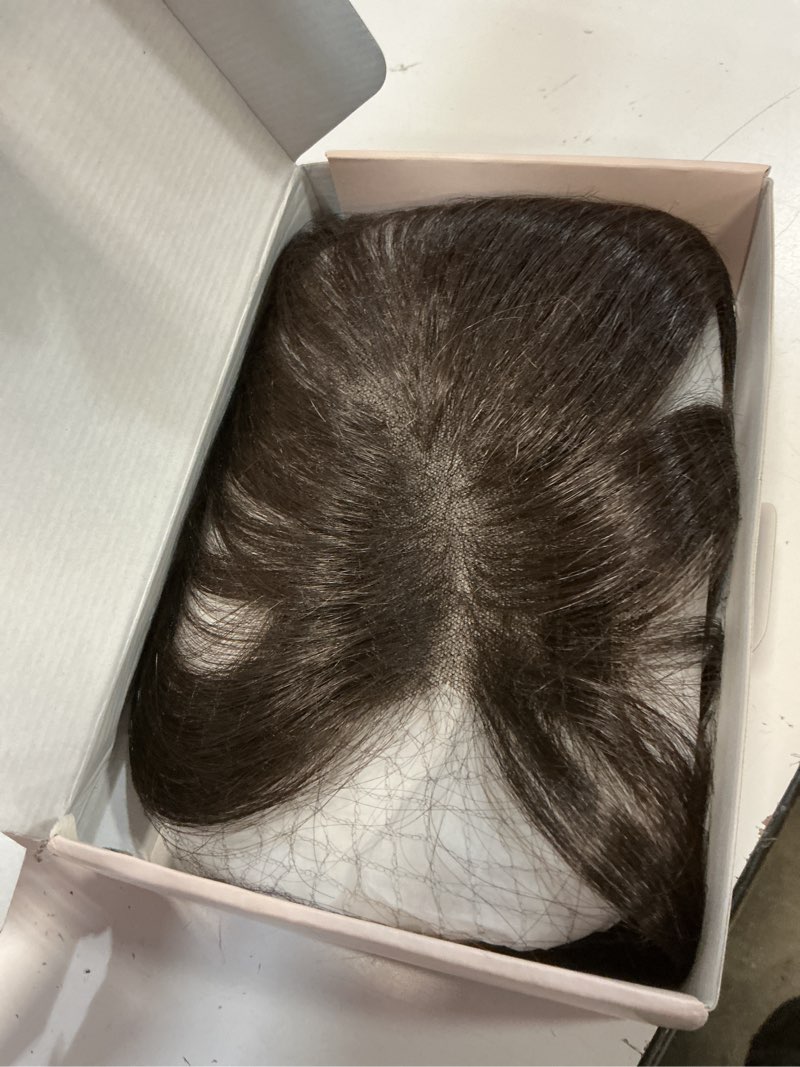 Condition photo showing Good Condition for hairro human hair toppers for women wispy thin short wiglet hairpieces natural no bang middle part side bangs hair clip 12 inches 19g #02 dark brown 12 inch 19g-#02 dark brown