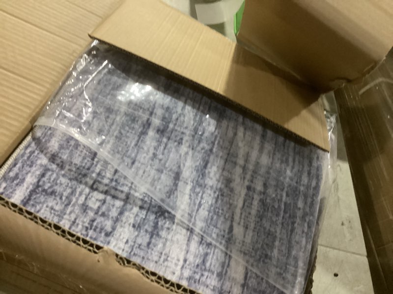 Condition photo showing Good Condition for witshock washable rugs 8x10 modern area rugs, thin rug for living bedroom dining room nursery kitchen office, wave striped rugs indoor carpet soft non slip stain resistant home decor, blue 8' x 10' (rectangular) blue