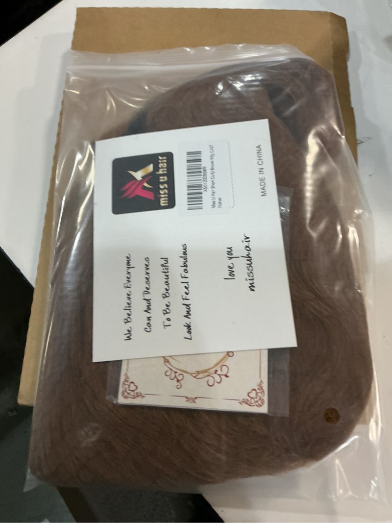 Condition photo showing New/Like New for Miss U Hair Shaggy Wig Men Short Wavy Brown Wig Halloween Cosplay 60s 70s Male Rocker Costume Hair Brown 2 Piece Set