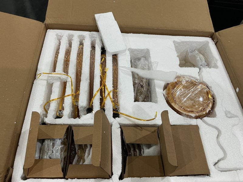 Condition photo showing Good Condition for luxury k9 crystal amber color modern classic 15 lights ceiling chandelier with adjustable height e12 candelabra base fixture for dining room kitchen living room