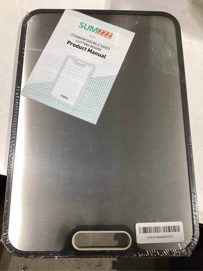 Condition photo showing Good Condition for titanium cutting board for kitchen, cutting board double sided food grade, pure titanium/pp, easy to clean large size 16”×11” silver set of 1 (16" x 11")