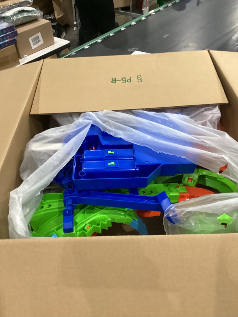 Condition photo showing As Is for Hot Wheels Track Set with 4 Loops, 3-Way Crash Zone & Motorized Booster, Folds for Storage, with 1:64 Scale Toy Car