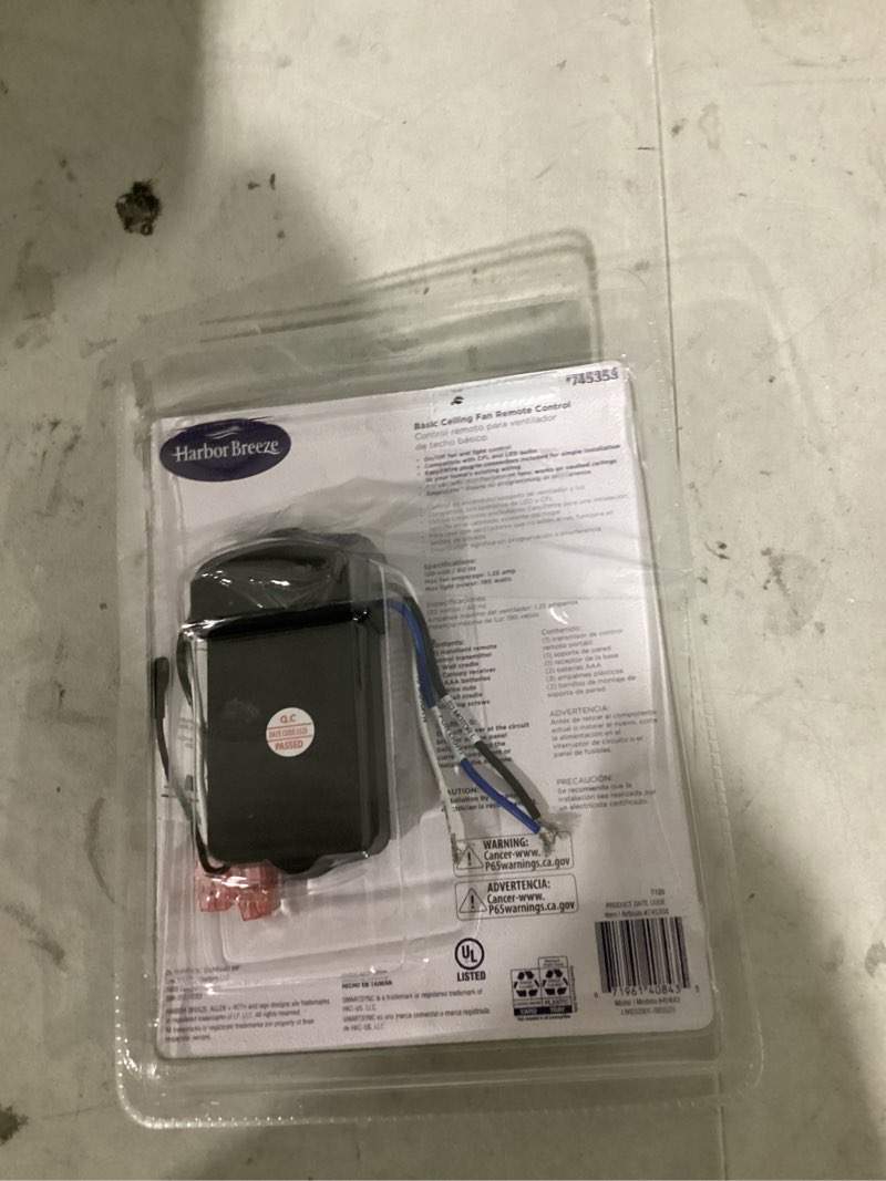 Condition photo showing Good Condition for harbor breeze universal 3.94-in 1-speed 1-setting white plastic indoor angle mount capable handheld ceiling fan remote with receiver included