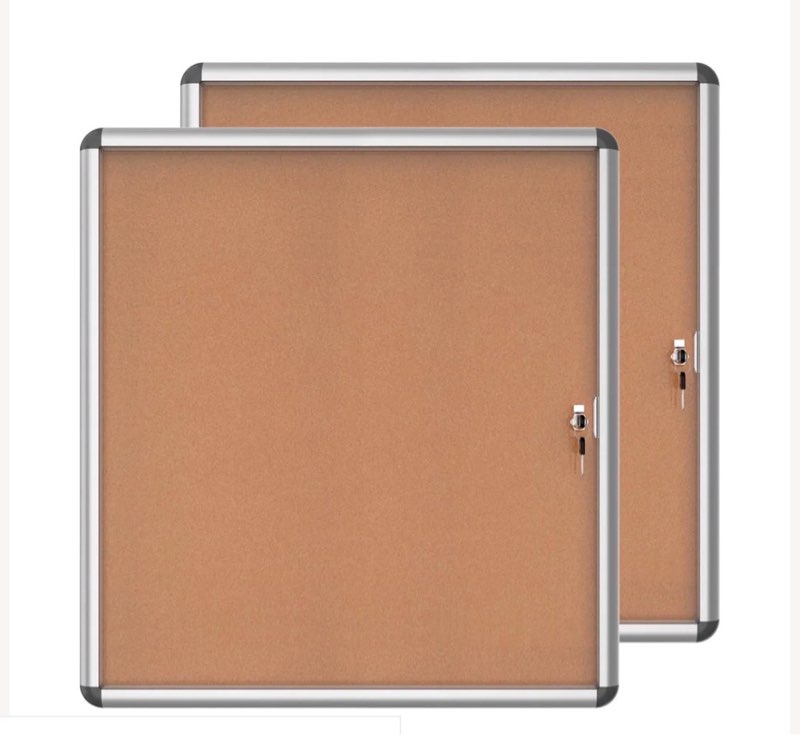 Mifuro 2 Pack 28"x26" Enclosed Bulletin Board, Lockable Weather-Resistant Aluminum Cork Noticeboard 