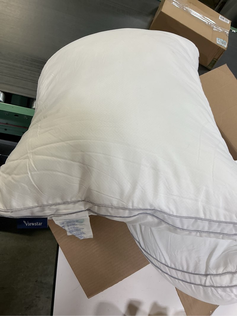 Condition photo showing Good Condition for viewstar King Size Pillows Set of 2, Hotel Quality Cooling Down Alternative Gusseted Bed Pillows for Side, Back, or Stomach Sleepers, White Plush White King
