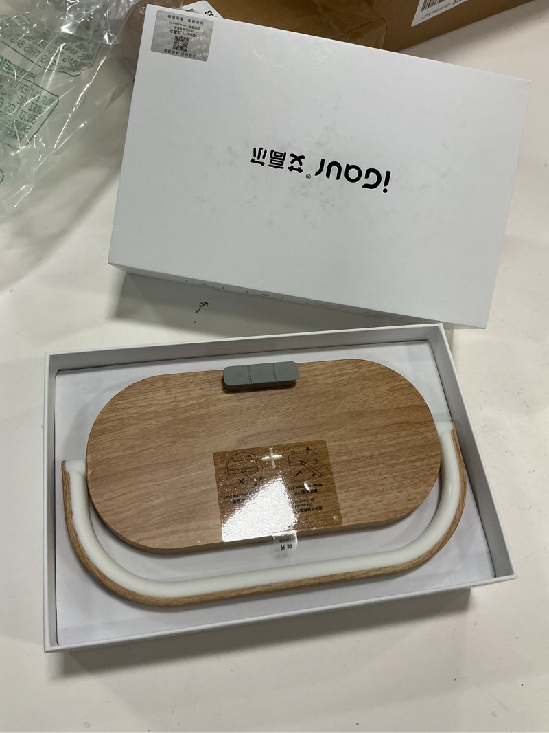 Condition photo showing New/Like New for Nightstand Lamp with Wireless Charger,Unique Gifts for Women 4 in 1 Touch Bedside Lamp,Bluetooth Speaker Lamp,Portable Phone Holder,Dimmable LED Night Light Birthday Gifts for Her, Him, Mom,Dad Wood